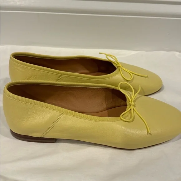 Mansur Gavriel Dream Ballerina Flat Lemon Yellow Leather Size 38.5 BRAND NEW - Picture 2 of 6